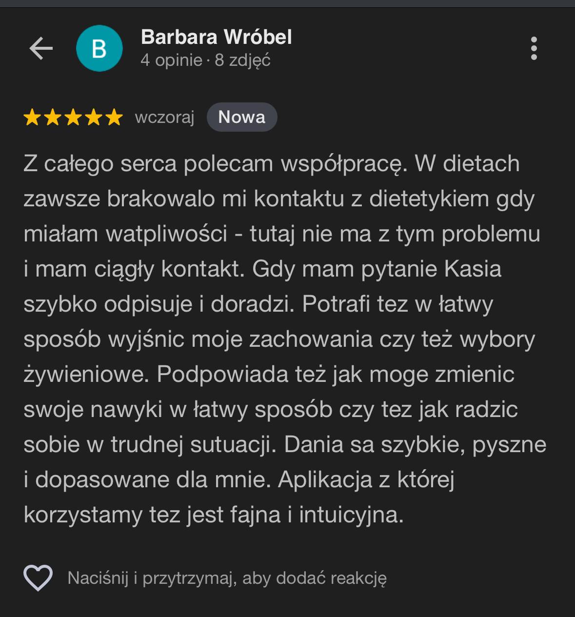 Opinia klientki o współpracy 15